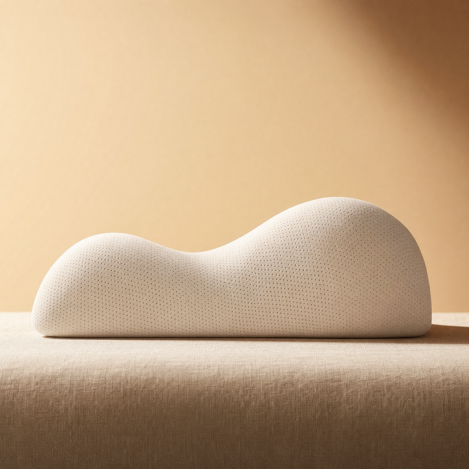 Oreiller cervical Maison Möra — angle de profil, vue studio premium